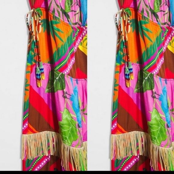 ANTHROPOLOGIE  Farm Rio ×Palila Fringed Midi Dress - Picture 4 of 8